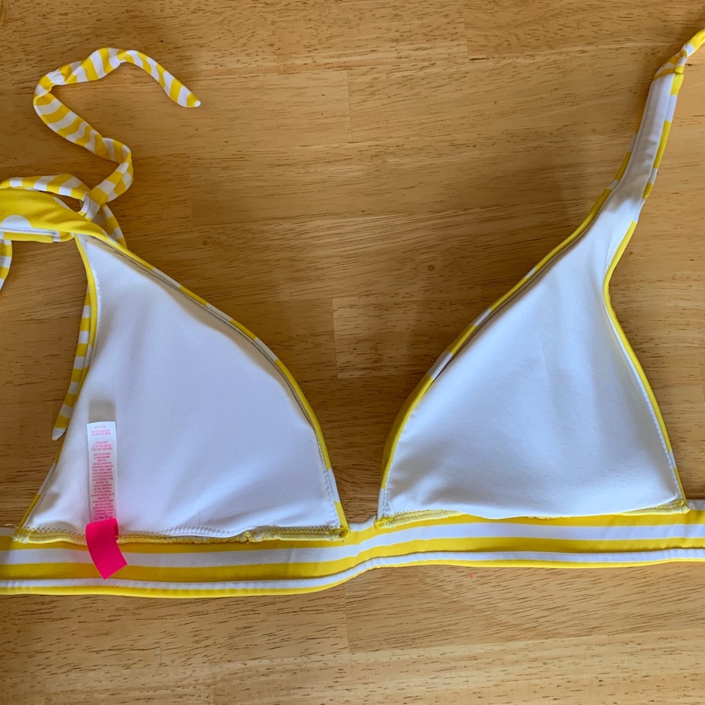Yellow and White Triangle Bathing Suit Top - Picture 2 of 3